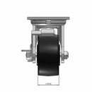 Top dimensioned CAD view of an Albion Casters 4" x 2" wide wheel Swivel caster with 4" x 4-1/2" top plate, with a side locking brake, RT - Glass-Filled Polypropylene wheel and 800 lb. capacity part
