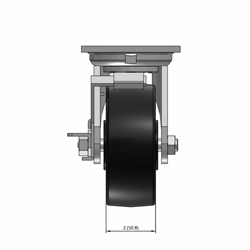 5"x2" USA-Rig Side Locking Caster with Reinforced Polypropylene Wheel