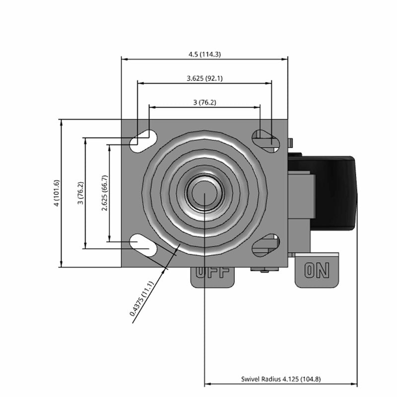 5"x2" USA-Rig Side Locking Caster with Reinforced Polypropylene Wheel