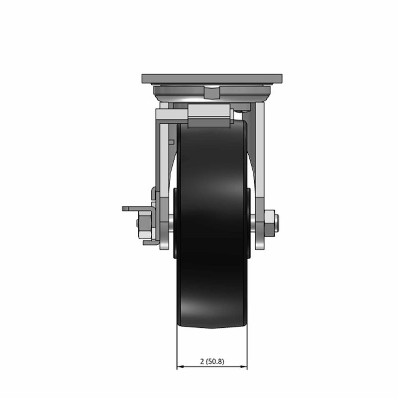 6"x2" USA-Rig Side Locking Caster with Reinforced Polypropylene Wheel