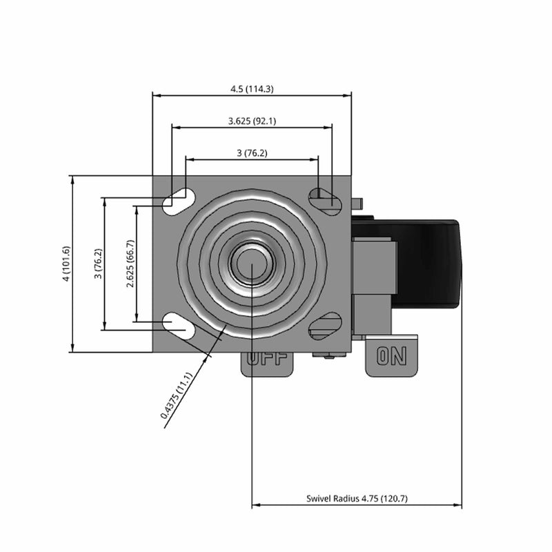 6"x2" USA-Rig Side Locking Caster with Reinforced Polypropylene Wheel