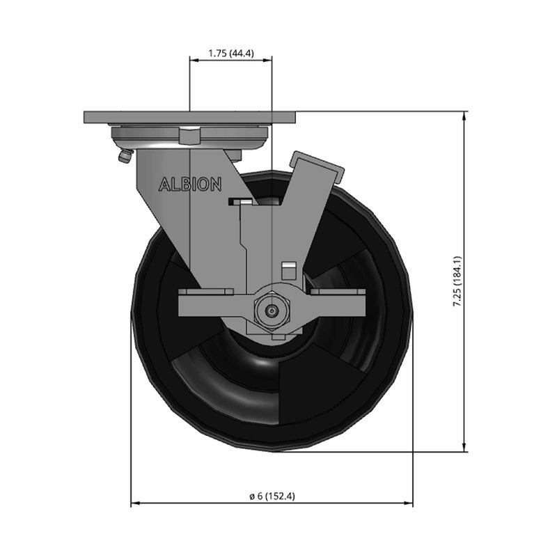 6"x2" USA-Rig Side Locking Caster with Reinforced Polypropylene Wheel