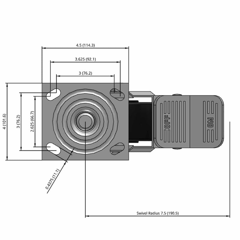 6"x2" USA-Rig Top Locking Caster with Reinforced Polypropylene Wheel