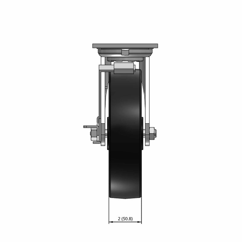 8"x2" USA-Rig Side Locking Caster with Reinforced Polypropylene Wheel