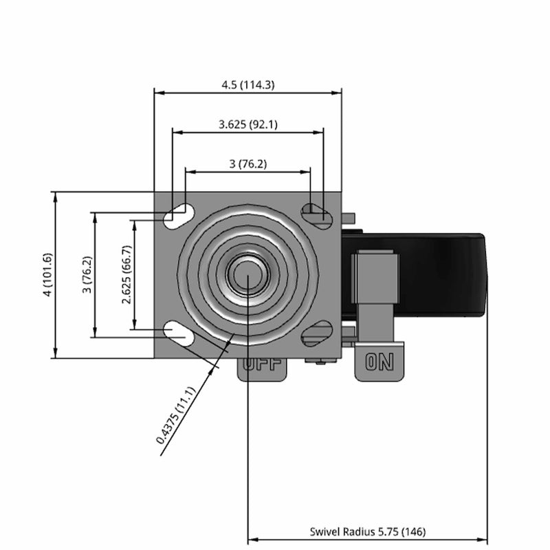 8"x2" USA-Rig Side Locking Caster with Reinforced Polypropylene Wheel