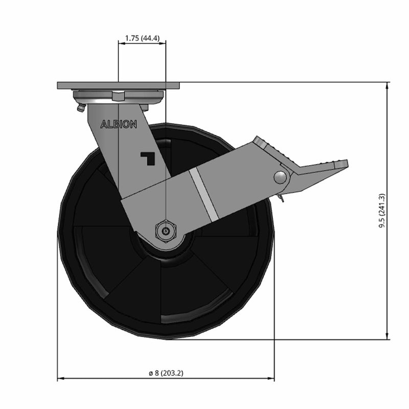 8"x2" USA-Rig Top Locking Caster with Reinforced Polypropylene Wheel