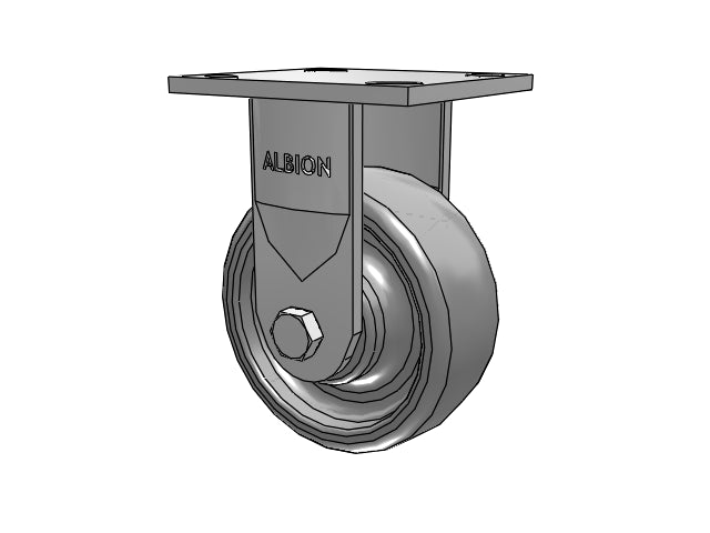 USA 5"x2" Solid Elastomer Wheel Rigid Caster with 4"x4.5" Plate