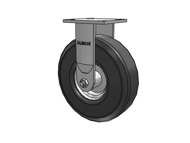 USA-Rig 8.6"x2.5" Black Pneumatic Wheel Rigid Caster with 4-1/2" x 4'' Plate