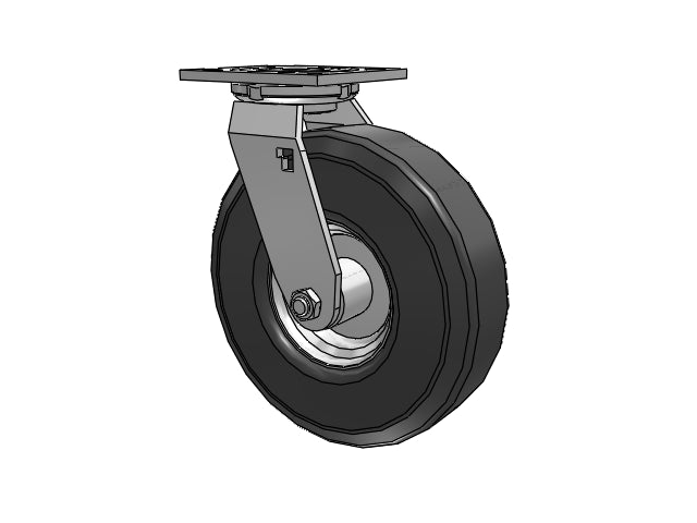 USA-Rig 8.6"x2.5" Black Pneumatic Wheel Caster with 4-1/2" x 4'' Plate