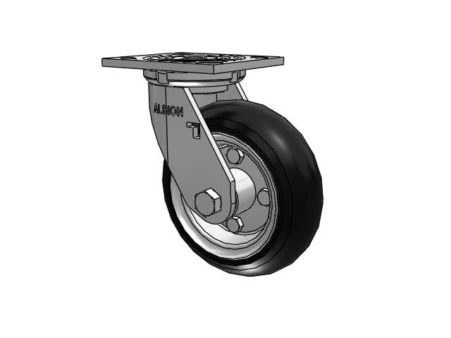 USA-Rig 6"x2" Never-Flat SZ Wheel Caster with 4"x4.5" Plate