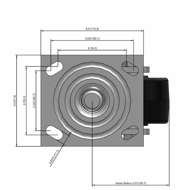 3.25"x2" USA-Made Swivel Caster with Phenolic Wheel