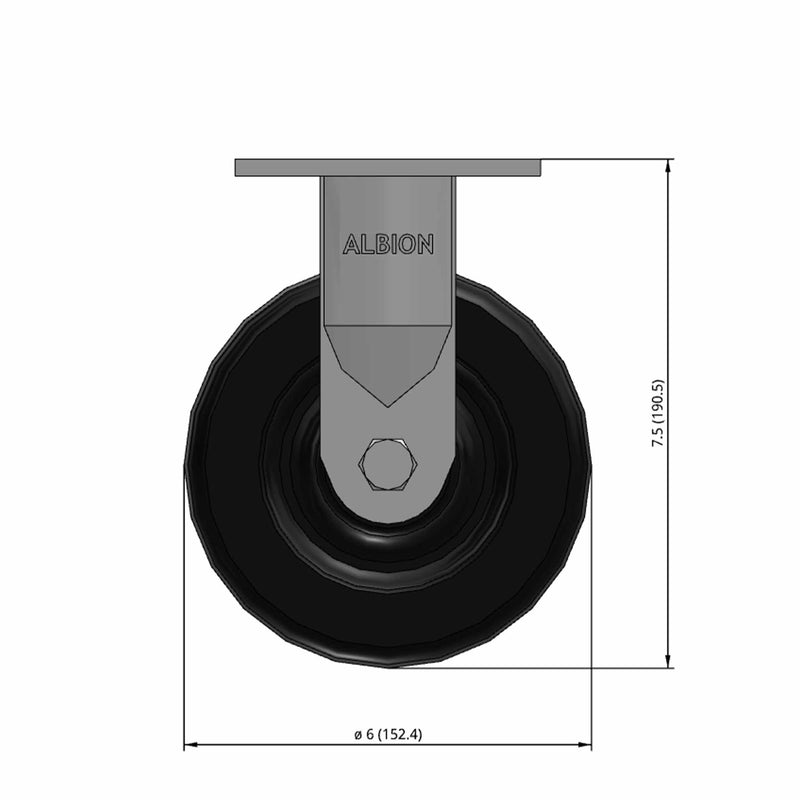 6"x2" USA-Made 7.5" High Rigid Caster with Phenolic Wheel