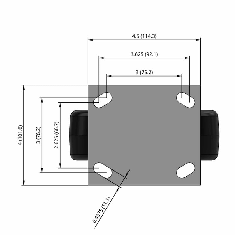 6"x2" USA-Made Rigid Caster with Phenolic Wheel