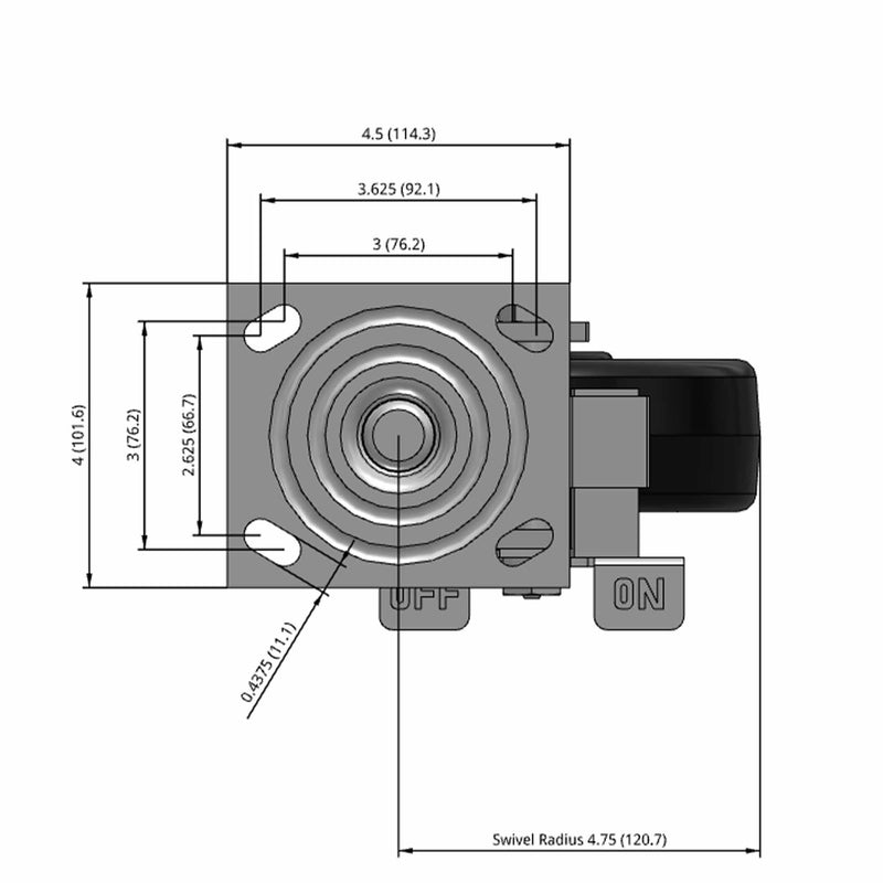 6"x2" USA-Made Side Locking Caster with Phenolic Wheel