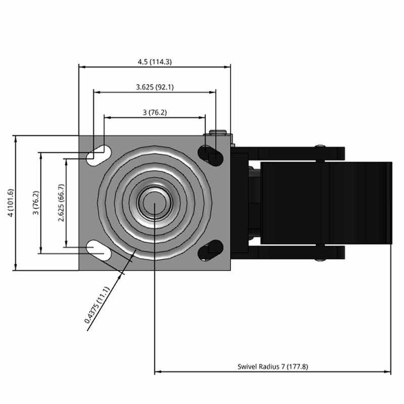 6"x2" USA-Made 7.5" High Top Total Lock Caster with Phenolic Wheel