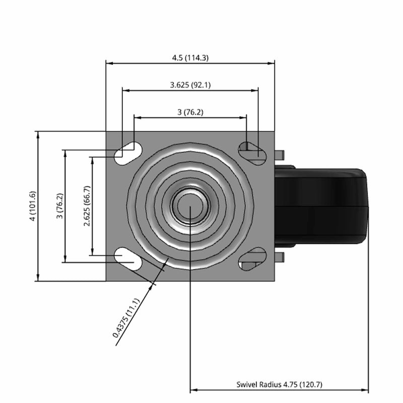 6"x2" USA-Made Swivel Caster with Phenolic Wheel
