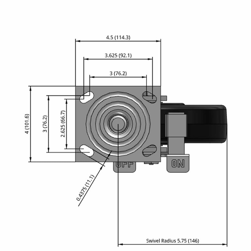 8"x2" USA-Made Side Locking Caster with Phenolic Wheel