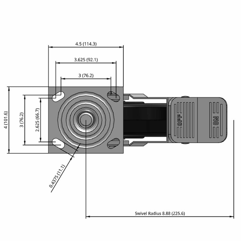 8"x2" USA-Made Top Locking Caster with Phenolic Wheel