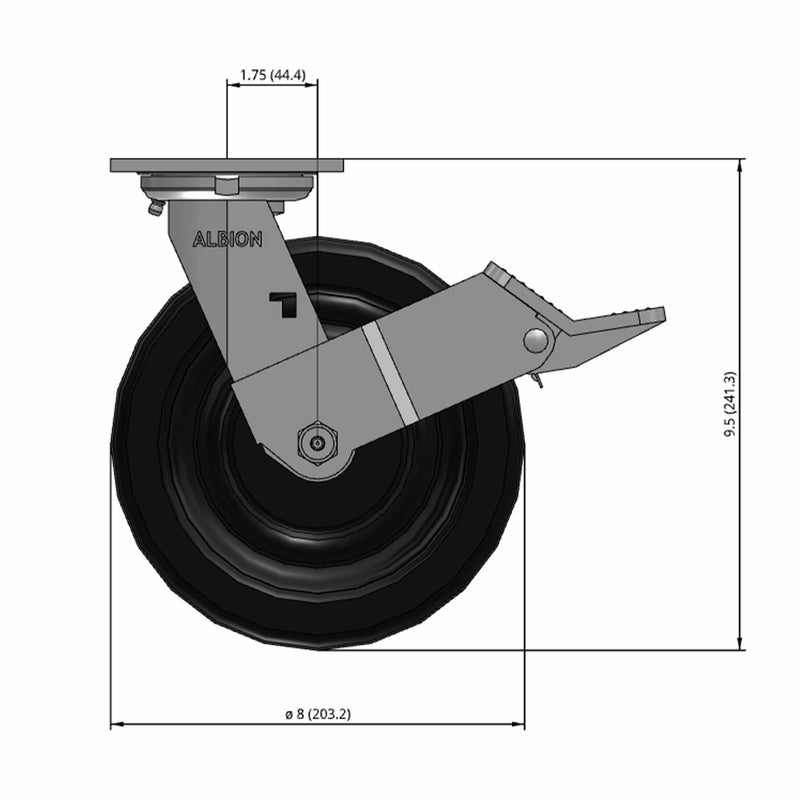 8"x2" USA-Made Top Locking Caster with Phenolic Wheel