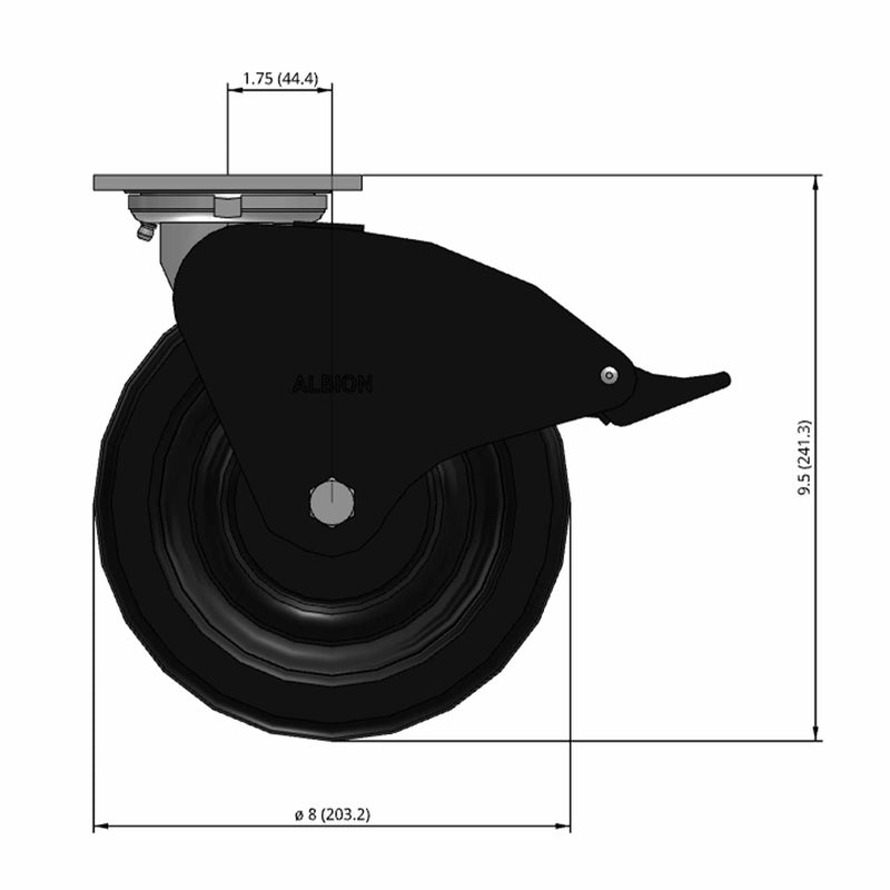 8"x2" USA-Made Top Total Lock Caster with Phenolic Wheel