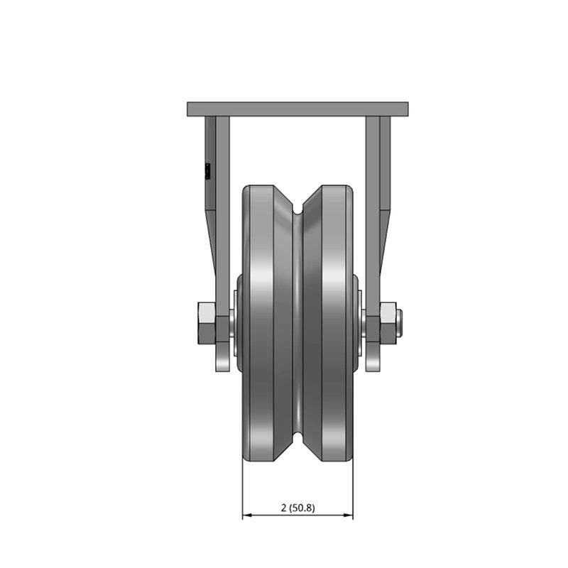 5"x2" USA-Rig Rigid Caster with V-Groove Cast Iron Wheel