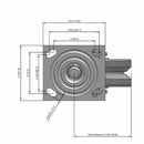 5"x2" USA-Rig Swivel Caster with V-Groove Cast Iron Wheel