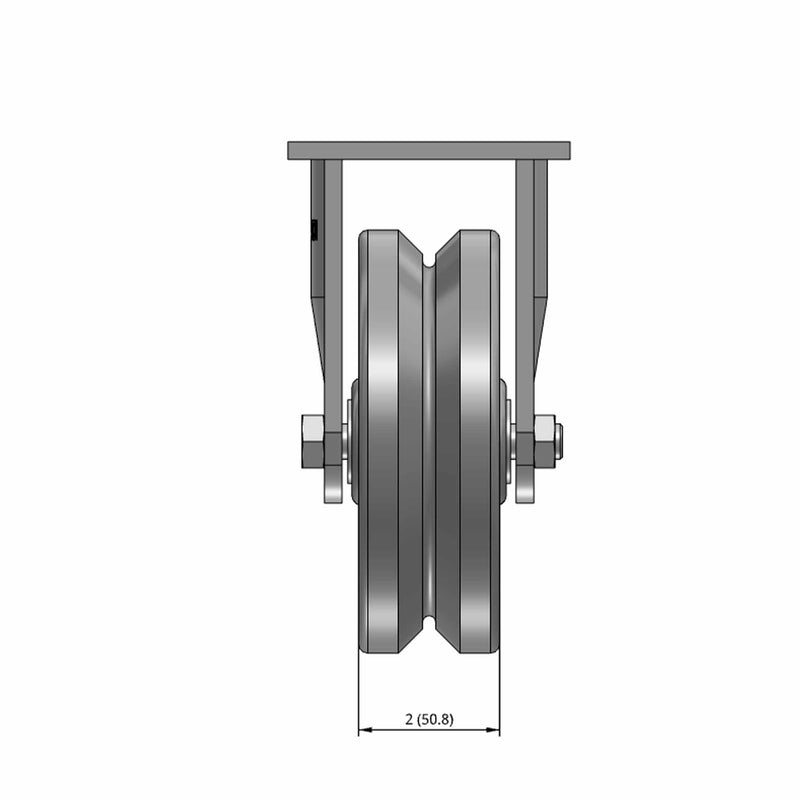 6"x2" USA-Rig Rigid Caster with V-Groove Cast Iron Wheel