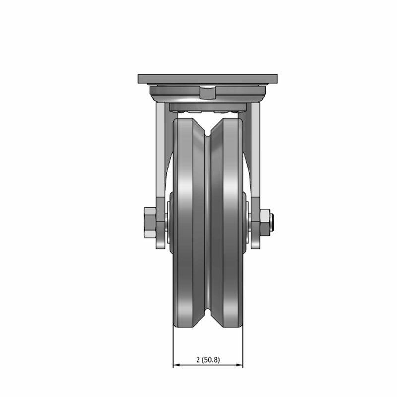 6"x2" USA-Rig Swivel Caster with V-Groove Cast Iron Wheel