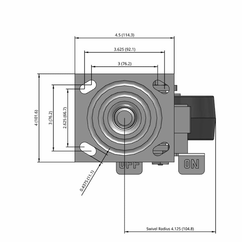 5"x2" USA-Rig Side Locking Caster with Floor Protective TPU Wheel