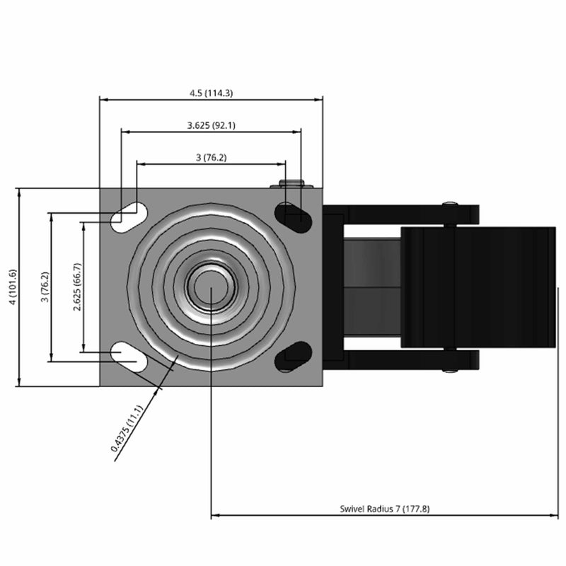 5"x2" USA-Rig Top Total Lock Caster with Floor Protective TPU Wheel