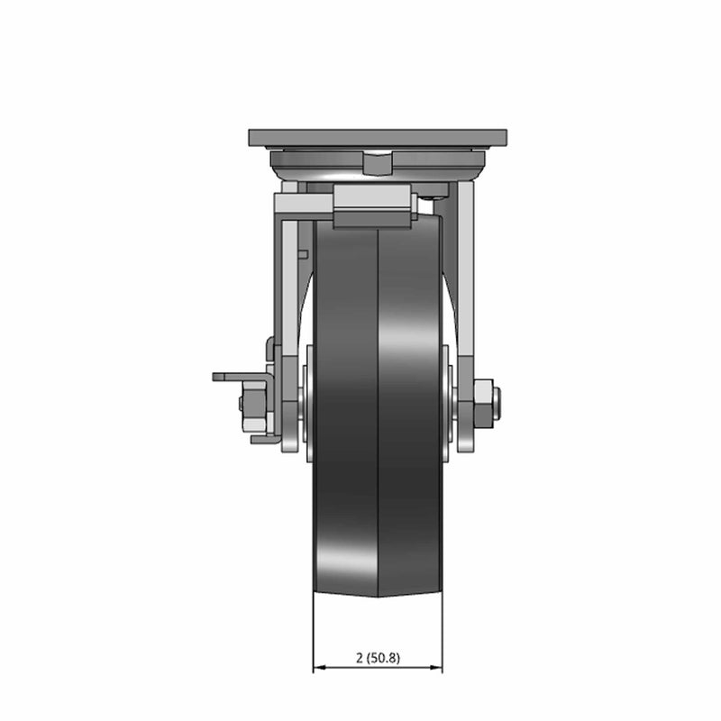 6"x2" USA-Rig Side Locking Caster with Floor Protective TPU Wheel