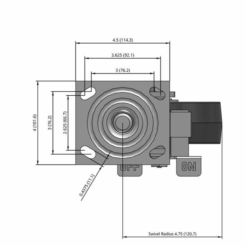 6"x2" USA-Rig Side Locking Caster with Floor Protective TPU Wheel