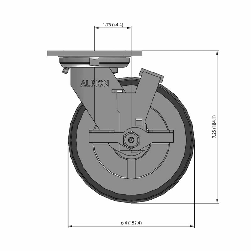 6"x2" USA-Rig Side Locking Caster with Floor Protective TPU Wheel