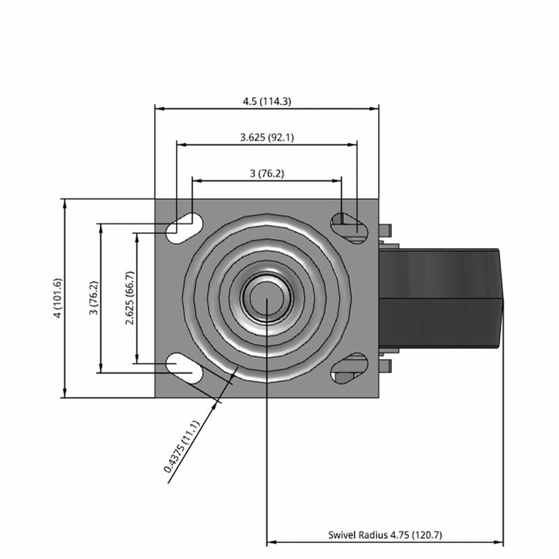 6"x2" USA-Rig Swivel Caster with Floor Protective TPU Wheel