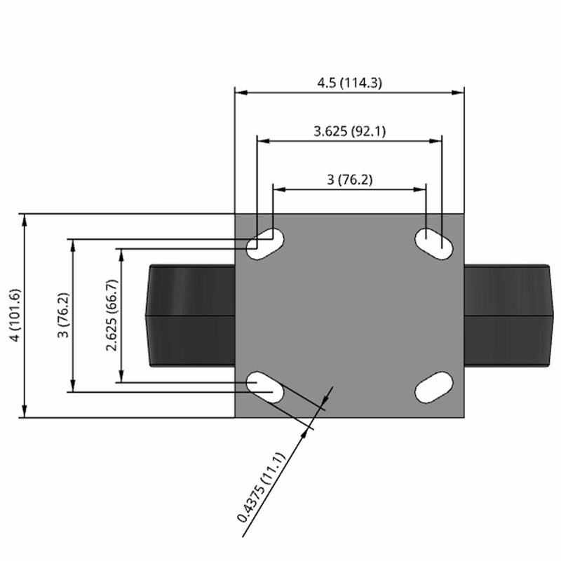 8"x2" USA-Rig Rigid Caster with Floor Protective TPU Wheel