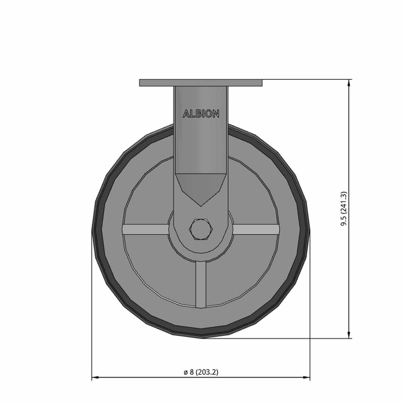 8"x2" USA-Rig Rigid Caster with Floor Protective TPU Wheel