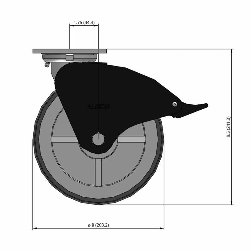 8"x2" USA-Rig Top Total Lock Caster with Floor Protective TPU Wheel