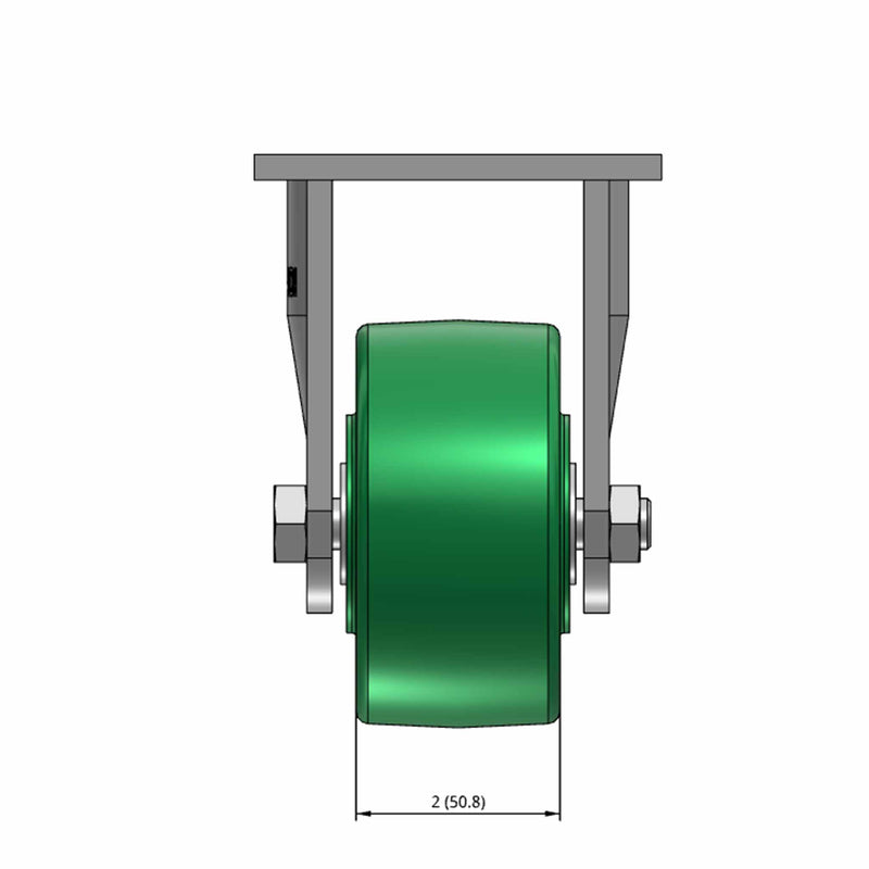 Top dimensioned CAD view of an Albion Casters 4" x 2" wide wheel Rigid caster with 4" x 4-1/2" top plate, without a brake, XI - X-treme Solid Polyurethane wheel and 1000 lb. capacity part