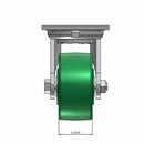 Top dimensioned CAD view of an Albion Casters 4" x 2" wide wheel Swivel caster with 4" x 4-1/2" top plate, without a brake, XI - X-treme Solid Polyurethane wheel and 1000 lb. capacity part
