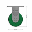 Front dimensioned CAD view of an Albion Casters 4" x 2" wide wheel Rigid caster with 4" x 4-1/2" top plate, without a brake, XI - X-treme Solid Polyurethane wheel and 1000 lb. capacity part