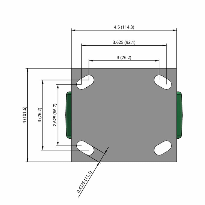 5"x2" USA-Made Rigid Caster with Solid Polyurethane Wheel