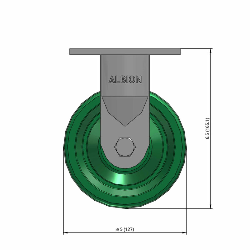 5"x2" USA-Made Rigid Caster with Solid Polyurethane Wheel