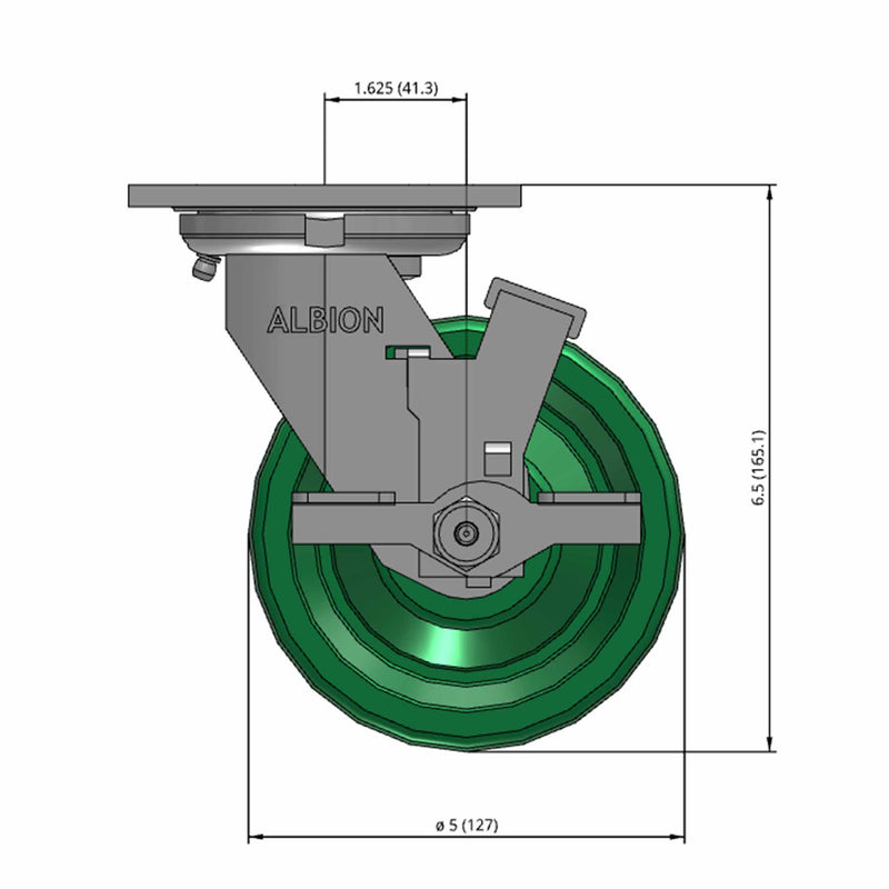 5"x2" USA-Made Side Locking Caster with Solid Polyurethane Wheel