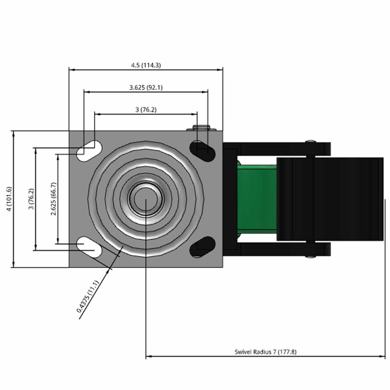 5"x2" USA-Made Top Total Lock Caster with Ergonomic Polyurethane Wheel