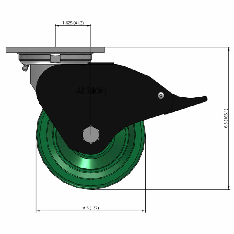 5"x2" USA-Made Top Total Lock Caster with Ergonomic Polyurethane Wheel