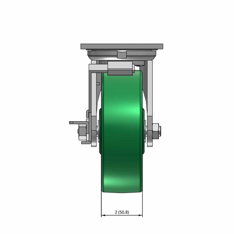6"x2" USA-Rig Side Locking Caster with Solid Blue Polyurethane Wheel
