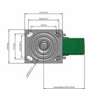 6"x2" USA-Rig 7.5" High Swivel Caster with Solid Blue Polyurethane Wheel