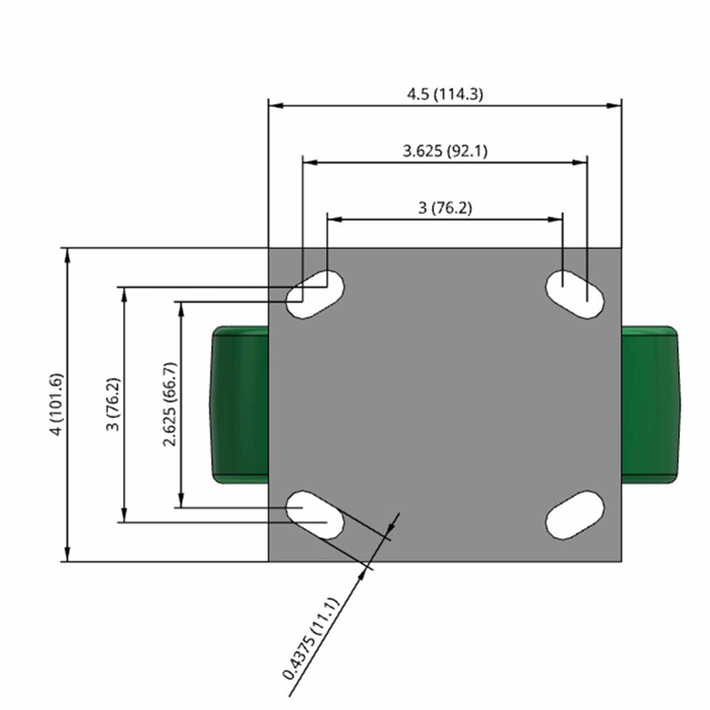 6"x2" USA-Made Rigid Caster with Ergonomic Polyurethane Wheel