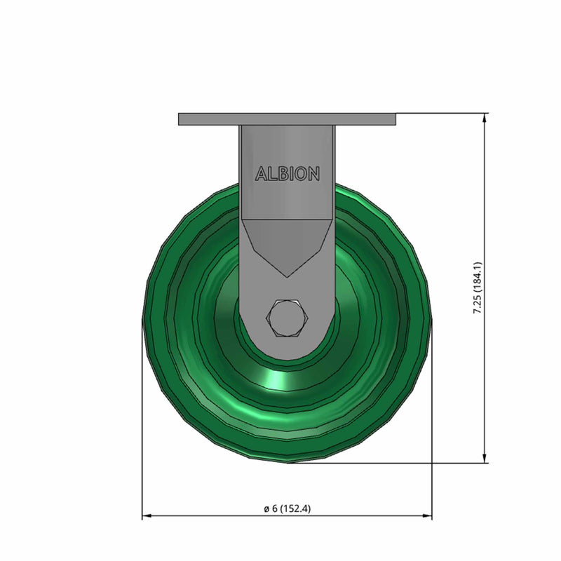 6"x2" USA-Made Rigid Caster with Ergonomic Polyurethane Wheel