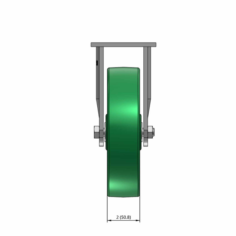 8"x2" USA-Made Rigid Caster with Solid Polyurethane Wheel